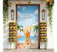 Treer Cubierta de Puerta de Elastica Ajustable, Decoración de Bandera Colgante de Fondo Cubierta de Puerta para Todo El año, Porche, Exterior Interior, Fiesta, Hogar Casa (90x210cm,Arancia)