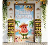 Treer Cubierta de Puerta de Elastica Ajustable, Decoración de Bandera Colgante de Fondo Cubierta de Puerta para Todo El año, Porche, Exterior Interior, Fiesta, Hogar Casa (90x210cm,Anguria)