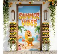 Treer Cubierta de Puerta de Elastica Ajustable, Decoración de Bandera Colgante de Fondo Cubierta de Puerta para Todo El año, Porche, Exterior Interior, Fiesta, Hogar Casa (90x210cm,Cocco)