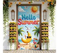 Treer Cubierta de Puerta de Elastica Ajustable, Decoración de Bandera Colgante de Fondo Cubierta de Puerta para Todo El año, Porche, Exterior Interior, Fiesta, Hogar Casa (90x210cm,Gabbiano)