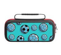Treer Custodia per Nintendo Switch, Motivo a Calcio, Custodia Rigida Protettiva da Viaggio per Console e Accessori, Custodia da Trasporto con 20 bustine per Carte da Gioco (Blu 1,26x11.5x5.2 cm)