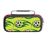 Treer Custodia per Nintendo Switch, Motivo a Calcio, Custodia Rigida Protettiva da Viaggio per Console e Accessori, Custodia da Trasporto con 20 bustine per Carte da Gioco (Verde,26x11.5x5.2 cm)