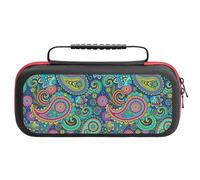 Treer Custodia per Nintendo Switch, Motivo a Paisley, Custodia Rigida Protettiva da Viaggio per Console e Accessori, Custodia da Trasporto con 20 bustine per Carte da Gioco (Colorato,26x11.5x5.2 cm)
