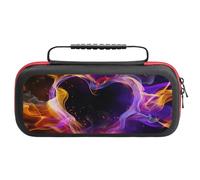 Treer Custodia per Nintendo Switch Oled, Stampa 3D di Fiamma Custodia Rigida Protettiva da Viaggio per Console e Accessori, Custodia da Trasporto con 20 bustine per Carte da Gioco (Fiamma a cuore)