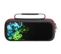 Treer Custodia per Nintendo Switch Oled, Stampa 3D di Fiamma Custodia Rigida Protettiva da Viaggio per Console e Accessori, Custodia da Trasporto con 20 bustine per Carte da Gioco (Fiamma ciano)