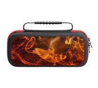 Treer Custodia per Nintendo Switch Oled, Stampa 3D di Fiamma Custodia Rigida Protettiva da Viaggio per Console e Accessori, Custodia da Trasporto con 20 bustine per Carte da Gioco (Fiamma arancione)