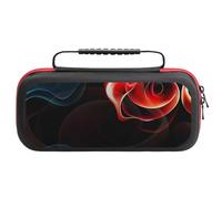Treer Custodia per Nintendo Switch Oled, Stampa 3D di Fiamma Custodia Rigida Protettiva da Viaggio per Console e Accessori, Custodia da Trasporto con 20 bustine per Carte da Gioco (Fiamma a rosa)