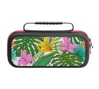 Treer Custodia per Nintendo Switch, Stampa Foglie, Custodia Rigida Protettiva da Viaggio per Console e Accessori, Custodia da Trasporto con 20 bustine per Carte da Gioco (Foglia,26x11.5x5.2 cm)