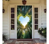 Treer Decorazione per Porta Ingresso con Elastico, Copertura per Porta Decorazione Elastica Esterna Interna Striscione da Appendere Coperto per Tutto L'Anno (90x210cm,Albero a Forma di Cuore)