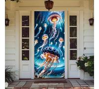 Treer Decorazione per Porta Ingresso con Elastico, Copertura per Porta Decorazione Elastica Esterna Interna Striscione da Appendere Coperto per Tutto L'Anno, Casa Festa (90x210cm,Tema Medusa 1)
