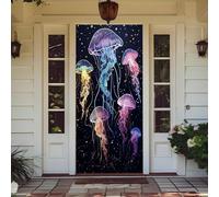 Treer Decorazione per Porta Ingresso con Elastico, Copertura per Porta Decorazione Elastica Esterna Interna Striscione da Appendere Coperto per Tutto L'Anno, Casa Festa (90x210cm,Tema Medusa 4)