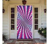 Treer Decorazione per Porta Ingresso con Elastico, Copertura per Porta Decorazione Elastica Esterna Interna Striscione da Appendere Coperto per Tutto L'Anno, Casa Festa (Illusione visiva 10,90x210cm)