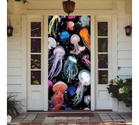 Treer Decorazione per Porta Ingresso con Elastico, Copertura per Porta Decorazione Elastica Esterna Interna Striscione da Appendere Coperto per Tutto L'Anno, Casa Festa (90x210cm,Tema Medusa 8)