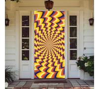 Treer Decorazione per Porta Ingresso con Elastico, Copertura per Porta Decorazione Elastica Esterna Interna Striscione da Appendere Coperto per Tutto L'Anno, Casa Festa (Illusione visiva 2,90x210cm)