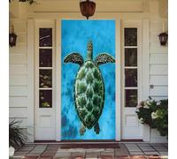 Treer Decorazione per Porta Ingresso con Elastico, Copertura per Porta Decorazione Elastica Esterna Interna Striscione da Appendere Coperto per Tutto L'Anno, Casa Festa (90x210cm,Mar Profundo 9)