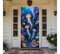 Treer Decorazione per Porta Ingresso con Elastico, Copertura per Porta Decorazione Elastica Esterna Interna Striscione da Appendere Coperto per Tutto L'Anno, Casa Festa (90x210cm,Stampa Medusa 5)