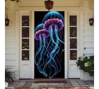Treer Decorazione per Porta Ingresso con Elastico, Copertura per Porta Decorazione Elastica Esterna Interna Striscione da Appendere Coperto per Tutto L'Anno, Casa Festa (90x210cm,Stampa Medusa 7)
