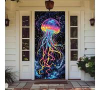 Treer Decorazione per Porta Ingresso con Elastico, Copertura per Porta Decorazione Elastica Esterna Interna Striscione da Appendere Coperto per Tutto L'Anno, Casa Festa (90x210cm,Stampa Medusa 6)