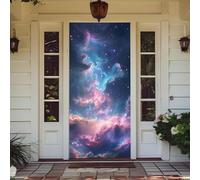 Treer Decorazione per Porta Ingresso con Elastico, Copertura per Porta Decorazione Elastica Esterna Interna Striscione da Appendere Coperto per Casa Festa, Tutto L'Anno (Nebulosa Notturna,90x210cm)