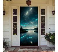 Treer Decorazione per Porta Ingresso con Elastico, Copertura per Porta Decorazione Elastica Esterna Interna Striscione da Appendere Coperto per Casa Festa, Tutto L'Anno (Notte sul Lago,90x210cm)