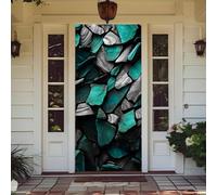 Treer Decorazione per Porta Ingresso con Elastico, Copertura per Porta Decorazione Elastica Esterna Interna Striscione da Appendere Coperto per Tutto L'Anno, Casa Festa (Turchese,90x210cm)