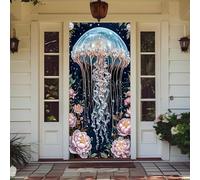 Treer Decorazione per Porta Ingresso con Elastico, Copertura per Porta Decorazione Elastica Esterna Interna Striscione da Appendere Coperto per Tutto L'Anno, Casa Festa (90x210cm,Tema Medusa 3)