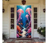 Treer Decorazione per Porta Ingresso con Elastico, Copertura per Porta Decorazione Elastica Esterna Interna Striscione da Appendere Coperto per Tutto L'Anno, Casa Festa (90x210cm,Stampa Medusa 1)