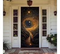 Treer Decorazione per Porta Ingresso con Elastico, Copertura per Porta Decorazione Elastica Esterna Interna Striscione da Appendere Coperto per Tutto L'Anno, Casa Festa (Albero Nuvola,90x210cm)