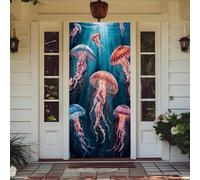 Treer Decorazione per Porta Ingresso con Elastico, Copertura per Porta Decorazione Elastica Esterna Interna Striscione da Appendere Coperto per Tutto L'Anno, Casa Festa (90x210cm,Stampa Medusa 4)