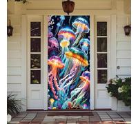 Treer Decorazione per Porta Ingresso con Elastico, Copertura per Porta Decorazione Elastica Esterna Interna Striscione da Appendere Coperto per Tutto L'Anno, Casa Festa (90x210cm,Stampa Medusa 9)