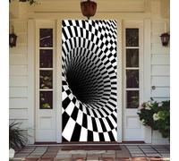 Treer Decorazione per Porta Ingresso con Elastico, Copertura per Porta Decorazione Elastica Esterna Interna Striscione da Appendere Coperto per Tutto L'Anno, Casa Festa (Illusione visiva 1,90x210cm)