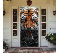 Treer Decorazione per Porta Ingresso con Elastico, Copertura per Porta Decorazione Elastica Esterna Interna Striscione da Appendere Coperto per Tutto L'Anno, Casa Festa (Tigre Graffiti,90x210cm)