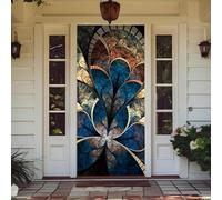 Treer Decorazione per Porta Ingresso con Elastico, Copertura per Porta Decorazione Elastica Esterna Interna Striscione da Appendere Coperto per Tutto L'Anno (90x210cm,Illusione retrò)