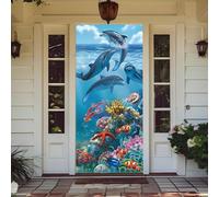 Treer Decorazione per Porta Ingresso con Elastico, Copertura per Porta Decorazione Elastica Esterna Interna Striscione da Appendere Coperto per Casa Festa, Tutto L'Anno (Barriera corallina,90x210cm)