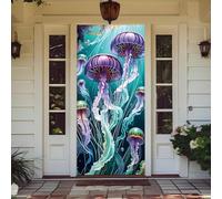 Treer Decorazione per Porta Ingresso con Elastico, Copertura per Porta Decorazione Elastica Esterna Interna Striscione da Appendere Coperto per Tutto L'Anno, Casa Festa (90x210cm,Tema Medusa 5)