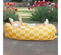 Treer Divano Gonfiabile da Esterno Campeggio, Lettino Gonfiabile Portatile Impermeabile Comfort Divano ad Aria, Ideale per Festival Musicali, Viaggio, Spiaggia (Sorridi e felici,230 * 70cm)