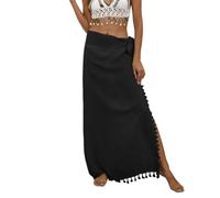 Treer Donna Sarong Pareo da Spiaggia 104x86cm Copricostumi Parei Estate Bikini Cover Up Gonna Copricostume Multiuso Costume da Bagno Beach Wrap Mare Abito da Spiaggia (Nero)