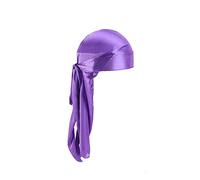 Treer Durag Bandana Cappello Accessori Turbante Donna Copricapo, Seta Tinta Unita Elegante Coda Lunga Fascia pirata flessibile Baotou Morbida Musulmano Hijab Unisex (viola,Taglia unica)