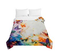 Treer Estivo Trapunta Singolo Matrimoniale,Copriletto Multiuso con Imbottitura Cotone, 3D Stampato Farfalla, Leggero e Lavabile, Trapunte Trapuntato in Microfibra (Pittura ad Olio,220x240cm)