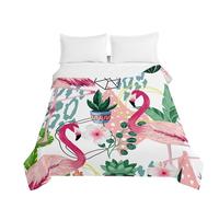 Treer Estivo Trapunta Singolo Matrimoniale,Copriletto Multiuso con Imbottitura Cotone, 3D Stampato Fenicottero, Leggero e Lavabile, Trapunte Trapuntato in Microfibra (Fenicottero 3,180x220cm)