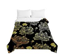 Treer Estivo Trapunta Singolo Matrimoniale,Copriletto Multiuso con Imbottitura Cotone, 3D Stampato Loto, Leggero e Lavabile, Trapunte Trapuntato in Microfibra (Loto 5,100x150cm)