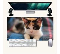 Treer Impronta Animale Tappetino Mouse, Tappetino Mouse XXL/XL/L, Tappetino Mouse Gaming con Base Gomma Antiscivolo e Bordi Cuciti, Mouse Pad per Ufficio e Casa (Gatto,900x400mm)
