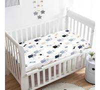 Treer Lenzuola con Angoli per Lettino, 3D Impronta di Micio Neonato Coprimaterasso Letto Singolo Bebè Bambino Morbide e Traspiranti, per Materassi Standard per Culle e Bambini (Bianco,85x51x10cm)