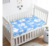 Treer Lenzuola con Angoli per Lettino, 3D Impronta di Micio Neonato Coprimaterasso Letto Singolo Bebè Bambino Morbide e Traspiranti, per Materassi Standard per Culle e Bambini (Blu,90x40x10cm)