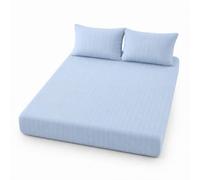 Treer Lenzuolo con Angoli Rinfrescante, Lenzuolo di Raffreddamento Aderente con Elastico 360° per Singolo Matrimoniale Una Piazza e Mezza Materassi Altezza da 25cm (198x203cm,LX03 Azzurro cielo)