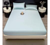 Treer Lenzuolo con Angoli Rinfrescante, Lenzuolo di Raffreddamento Aderente con Elastico 360° per Singolo Matrimoniale Una Piazza e Mezza Materassi Altezza da 30cm (CS4 Azzurro chiaro,180x200cm)