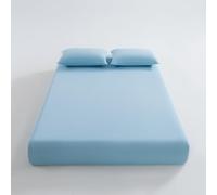 Treer Lenzuolo con Angoli Rinfrescante, Lenzuolo di Raffreddamento Aderente con Elastico 360° per Singolo Matrimoniale Una Piazza e Mezza Materassi Altezza da 30cm (YC23 Blu,90x200CM)