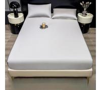 Treer Lenzuolo con Angoli Rinfrescante, Lenzuolo di Raffreddamento Aderente con Elastico 360° per Singolo Matrimoniale Una Piazza e Mezza Materassi Altezza da 30cm (CS4 Grigio,150x200cm)