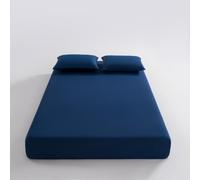 Treer Lenzuolo con Angoli Rinfrescante, Lenzuolo di Raffreddamento Aderente con Elastico 360° per Singolo Matrimoniale Una Piazza e Mezza Materassi Altezza da 30cm (YC23 Blu navy,90x200CM)