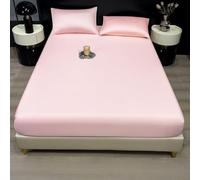 Treer Lenzuolo con Angoli Rinfrescante, Lenzuolo di Raffreddamento Aderente con Elastico 360° per Singolo Matrimoniale Una Piazza e Mezza Materassi Altezza da 30cm (CS4 Rosa,200x220cm)